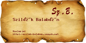 Szilák Balabán névjegykártya